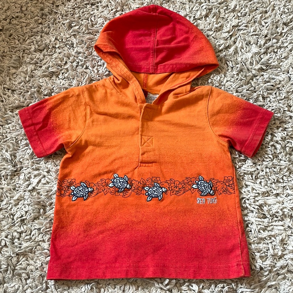 Vintage Baby Q Orange Ombré Hooded Tee, Size 3T